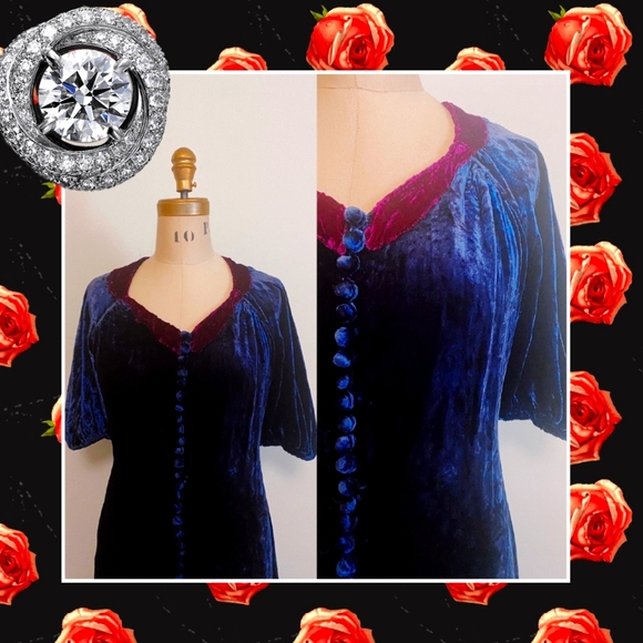 Gorgeous 1930s velvet midi dress - Picture 2 of 6